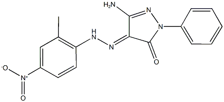 3-amino-1-phenyl-1H-pyrazole-4,5-dione 4-({4-nitro-2-methylphenyl}hydrazone) 구조식 이미지