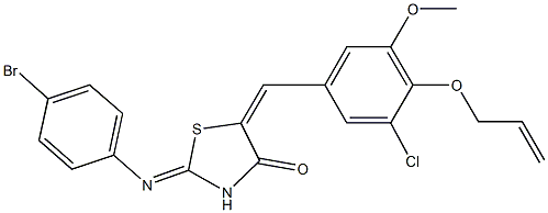 5-[4-(allyloxy)-3-chloro-5-methoxybenzylidene]-2-[(4-bromophenyl)imino]-1,3-thiazolidin-4-one Structure