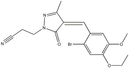 3-[4-(2-bromo-4-ethoxy-5-methoxybenzylidene)-3-methyl-5-oxo-4,5-dihydro-1H-pyrazol-1-yl]propanenitrile 구조식 이미지