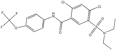 2,4-dichloro-5-[(diethylamino)sulfonyl]-N-[4-(trifluoromethoxy)phenyl]benzamide 구조식 이미지