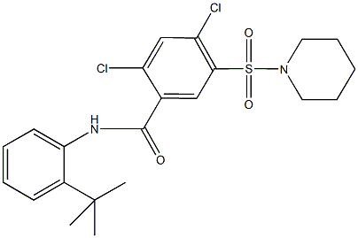 N-(2-tert-butylphenyl)-2,4-dichloro-5-(1-piperidinylsulfonyl)benzamide Structure