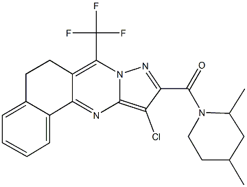 11-chloro-10-[(2,4-dimethyl-1-piperidinyl)carbonyl]-7-(trifluoromethyl)-5,6-dihydrobenzo[h]pyrazolo[5,1-b]quinazoline Structure