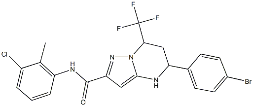 5-(4-bromophenyl)-N-(3-chloro-2-methylphenyl)-7-(trifluoromethyl)-4,5,6,7-tetrahydropyrazolo[1,5-a]pyrimidine-2-carboxamide 구조식 이미지