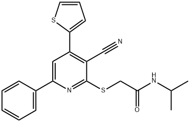 2-{[3-cyano-6-phenyl-4-(2-thienyl)-2-pyridinyl]sulfanyl}-N-isopropylacetamide Structure