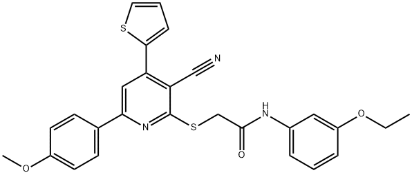 2-{[3-cyano-6-(4-methoxyphenyl)-4-(2-thienyl)-2-pyridinyl]sulfanyl}-N-(3-ethoxyphenyl)acetamide Structure