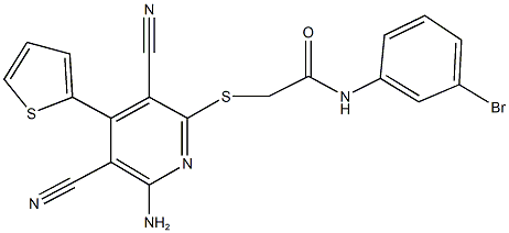 2-{[6-amino-3,5-dicyano-4-(2-thienyl)-2-pyridinyl]sulfanyl}-N-(3-bromophenyl)acetamide Structure