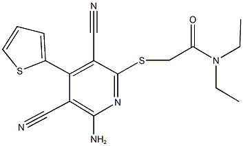 2-{[6-amino-3,5-dicyano-4-(2-thienyl)-2-pyridinyl]sulfanyl}-N,N-diethylacetamide 구조식 이미지