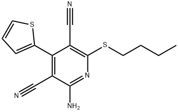 2-amino-6-(butylsulfanyl)-4-(2-thienyl)-3,5-pyridinedicarbonitrile 구조식 이미지