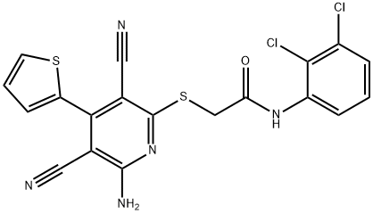 2-{[6-amino-3,5-dicyano-4-(2-thienyl)-2-pyridinyl]sulfanyl}-N-(2,3-dichlorophenyl)acetamide Structure