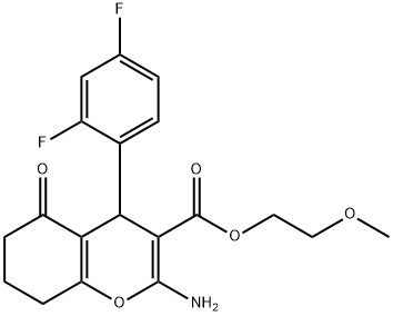 2-methoxyethyl 2-amino-4-(2,4-difluorophenyl)-5-oxo-5,6,7,8-tetrahydro-4H-chromene-3-carboxylate 구조식 이미지