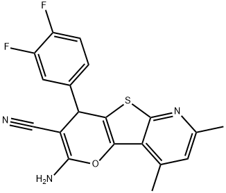 2-amino-4-(3,4-difluorophenyl)-7,9-dimethyl-4H-pyrano[2',3':4,5]thieno[2,3-b]pyridine-3-carbonitrile 구조식 이미지