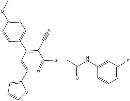 2-{[3-cyano-4-(4-methoxyphenyl)-6-(2-thienyl)-2-pyridinyl]sulfanyl}-N-(3-fluorophenyl)acetamide Structure
