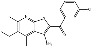 (3-amino-5-ethyl-4,6-dimethylthieno[2,3-b]pyridin-2-yl)(3-chlorophenyl)methanone 구조식 이미지