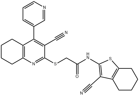 2-{[3-cyano-4-(3-pyridinyl)-5,6,7,8-tetrahydro-2-quinolinyl]sulfanyl}-N-(3-cyano-4,5,6,7-tetrahydro-1-benzothien-2-yl)acetamide 구조식 이미지