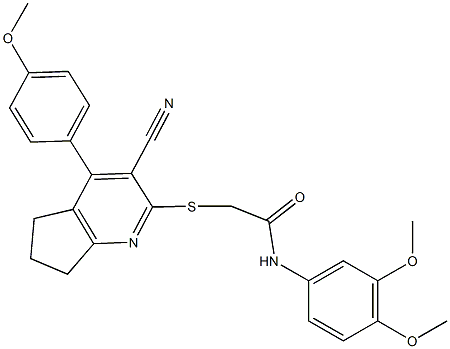 2-{[3-cyano-4-(4-methoxyphenyl)-6,7-dihydro-5H-cyclopenta[b]pyridin-2-yl]sulfanyl}-N-(3,4-dimethoxyphenyl)acetamide Structure