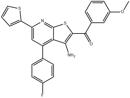 [3-amino-4-(4-fluorophenyl)-6-(2-thienyl)thieno[2,3-b]pyridin-2-yl](3-methoxyphenyl)methanone 구조식 이미지