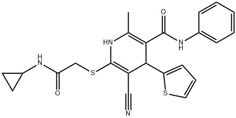 5-cyano-6-{[2-(cyclopropylamino)-2-oxoethyl]sulfanyl}-2-methyl-N-phenyl-4-(2-thienyl)-1,4-dihydro-3-pyridinecarboxamide Structure