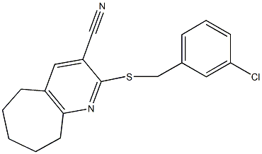 2-[(3-chlorobenzyl)sulfanyl]-6,7,8,9-tetrahydro-5H-cyclohepta[b]pyridine-3-carbonitrile Structure