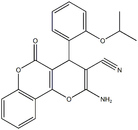 2-amino-4-(2-isopropoxyphenyl)-5-oxo-4H,5H-pyrano[3,2-c]chromene-3-carbonitrile 구조식 이미지