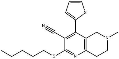 6-methyl-2-(pentylsulfanyl)-4-(2-thienyl)-5,6,7,8-tetrahydro[1,6]naphthyridine-3-carbonitrile Structure