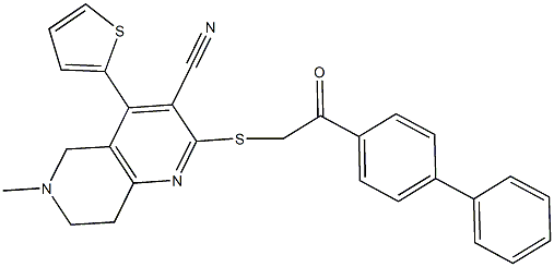 2-[(2-[1,1'-biphenyl]-4-yl-2-oxoethyl)sulfanyl]-6-methyl-4-(2-thienyl)-5,6,7,8-tetrahydro[1,6]naphthyridine-3-carbonitrile Structure