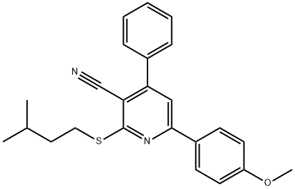2-(isopentylsulfanyl)-6-(4-methoxyphenyl)-4-phenylnicotinonitrile Structure