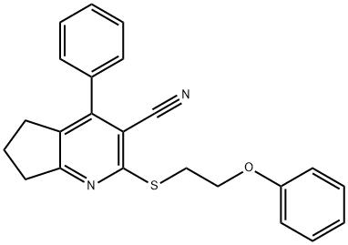 2-[(2-phenoxyethyl)sulfanyl]-4-phenyl-6,7-dihydro-5H-cyclopenta[b]pyridine-3-carbonitrile Structure