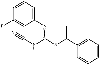 1-phenylethyl N'-cyano-N-(3-fluorophenyl)imidothiocarbamate 구조식 이미지