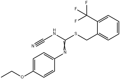 2-(trifluoromethyl)benzyl N'-cyano-N-(4-ethoxyphenyl)imidothiocarbamate Structure