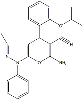 6-amino-4-(2-isopropoxyphenyl)-3-methyl-1-phenyl-1,4-dihydropyrano[2,3-c]pyrazole-5-carbonitrile Structure