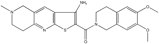 2-[(6,7-dimethoxy-3,4-dihydro-2(1H)-isoquinolinyl)carbonyl]-6-methyl-5,6,7,8-tetrahydrothieno[2,3-b][1,6]naphthyridin-3-ylamine 구조식 이미지