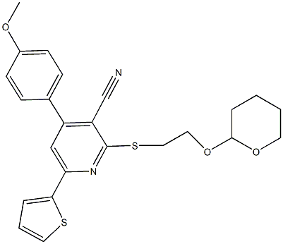 4-(4-methoxyphenyl)-2-{[2-(tetrahydro-2H-pyran-2-yloxy)ethyl]sulfanyl}-6-(2-thienyl)nicotinonitrile 구조식 이미지