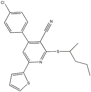 4-(4-chlorophenyl)-2-[(1-methylbutyl)sulfanyl]-6-thien-2-ylnicotinonitrile 구조식 이미지