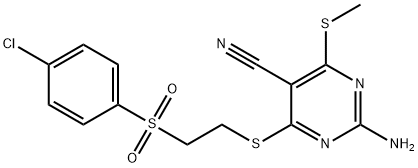 2-amino-4-({2-[(4-chlorophenyl)sulfonyl]ethyl}sulfanyl)-6-(methylsulfanyl)-5-pyrimidinecarbonitrile 구조식 이미지