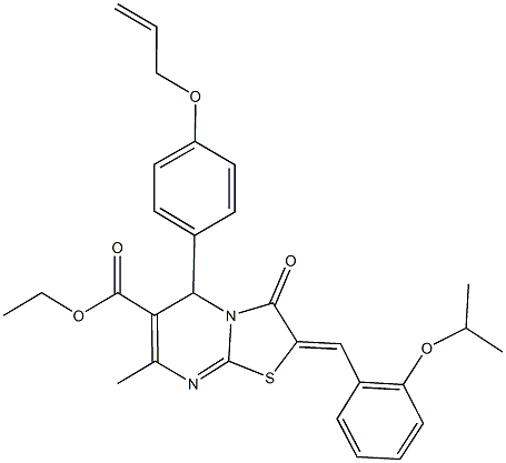 ethyl 5-[4-(allyloxy)phenyl]-2-(2-isopropoxybenzylidene)-7-methyl-3-oxo-2,3-dihydro-5H-[1,3]thiazolo[3,2-a]pyrimidine-6-carboxylate Structure