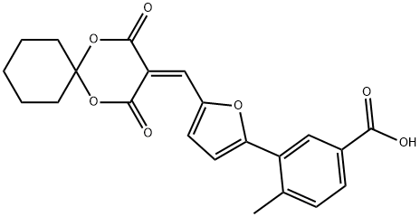 3-{5-[(2,4-dioxo-1,5-dioxaspiro[5.5]undec-3-ylidene)methyl]-2-furyl}-4-methylbenzoic acid Structure
