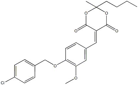 2-butyl-5-{4-[(4-chlorobenzyl)oxy]-3-methoxybenzylidene}-2-methyl-1,3-dioxane-4,6-dione 구조식 이미지