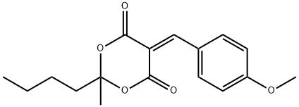 2-butyl-5-(4-methoxybenzylidene)-2-methyl-1,3-dioxane-4,6-dione 구조식 이미지