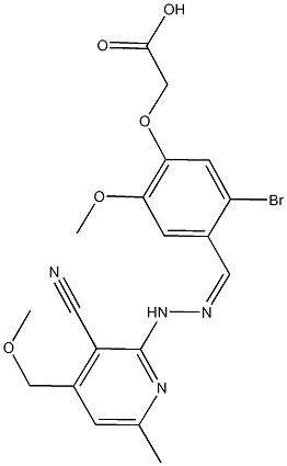 (5-bromo-4-{2-[3-cyano-4-(methoxymethyl)-6-methyl-2-pyridinyl]carbohydrazonoyl}-2-methoxyphenoxy)acetic acid 구조식 이미지