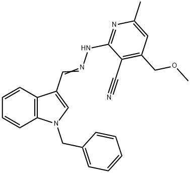 2-{2-[(1-benzyl-1H-indol-3-yl)methylene]hydrazino}-4-(methoxymethyl)-6-methylnicotinonitrile Structure