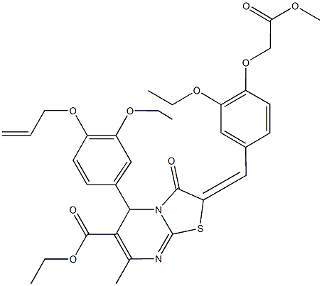 ethyl 5-[4-(allyloxy)-3-ethoxyphenyl]-2-[3-ethoxy-4-(2-methoxy-2-oxoethoxy)benzylidene]-7-methyl-3-oxo-2,3-dihydro-5H-[1,3]thiazolo[3,2-a]pyrimidine-6-carboxylate 구조식 이미지