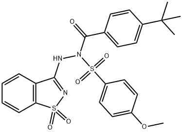 N-(4-tert-butylbenzoyl)-N'-(1,1-dioxido-1,2-benzisothiazol-3-yl)-4-methoxybenzenesulfonohydrazide Structure