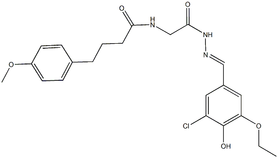 N-{2-[2-(3-chloro-5-ethoxy-4-hydroxybenzylidene)hydrazino]-2-oxoethyl}-4-(4-methoxyphenyl)butanamide 구조식 이미지