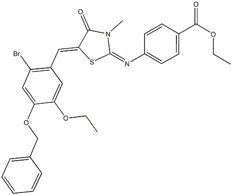 ethyl 4-({5-[4-(benzyloxy)-2-bromo-5-ethoxybenzylidene]-3-methyl-4-oxo-1,3-thiazolidin-2-ylidene}amino)benzoate Structure