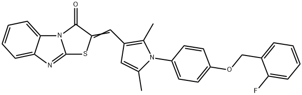 2-[(1-{4-[(2-fluorobenzyl)oxy]phenyl}-2,5-dimethyl-1H-pyrrol-3-yl)methylene][1,3]thiazolo[3,2-a]benzimidazol-3(2H)-one Structure