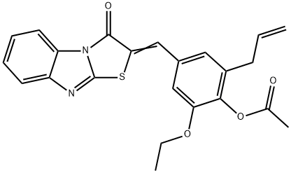 2-allyl-6-ethoxy-4-[(3-oxo[1,3]thiazolo[3,2-a]benzimidazol-2(3H)-ylidene)methyl]phenyl acetate Structure