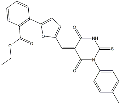 ethyl 2-{5-[(1-(4-methylphenyl)-4,6-dioxo-2-thioxotetrahydro-5(2H)-pyrimidinylidene)methyl]-2-furyl}benzoate Structure