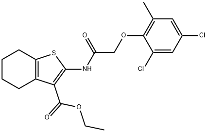 ethyl 2-{[(2,4-dichloro-6-methylphenoxy)acetyl]amino}-4,5,6,7-tetrahydro-1-benzothiophene-3-carboxylate 구조식 이미지