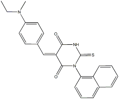 5-{4-[ethyl(methyl)amino]benzylidene}-1-(1-naphthyl)-2-thioxodihydro-4,6(1H,5H)-pyrimidinedione 구조식 이미지