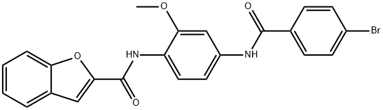 N-{4-[(4-bromobenzoyl)amino]-2-methoxyphenyl}-1-benzofuran-2-carboxamide 구조식 이미지